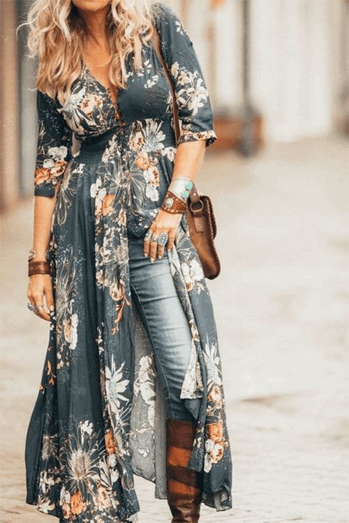 mujer con vestido estilo boho