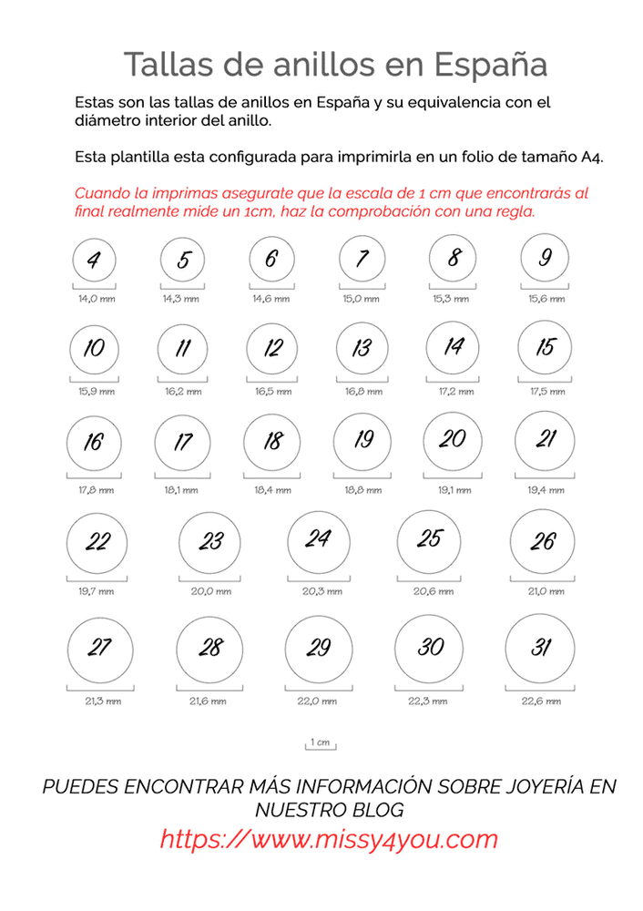 guía de tallas de anillos en España para descargar