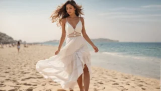 outfit vestido blanco largo playa