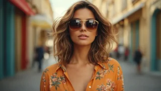 mujer con gafas de sol fashion