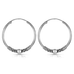 amberta pendientes de aro bali para mujer en plata de ley 925 bola y cuerda 1