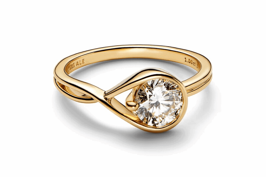 anillo solitario Pandora de oro y diamante