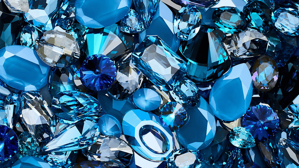 cristales en tonos azules