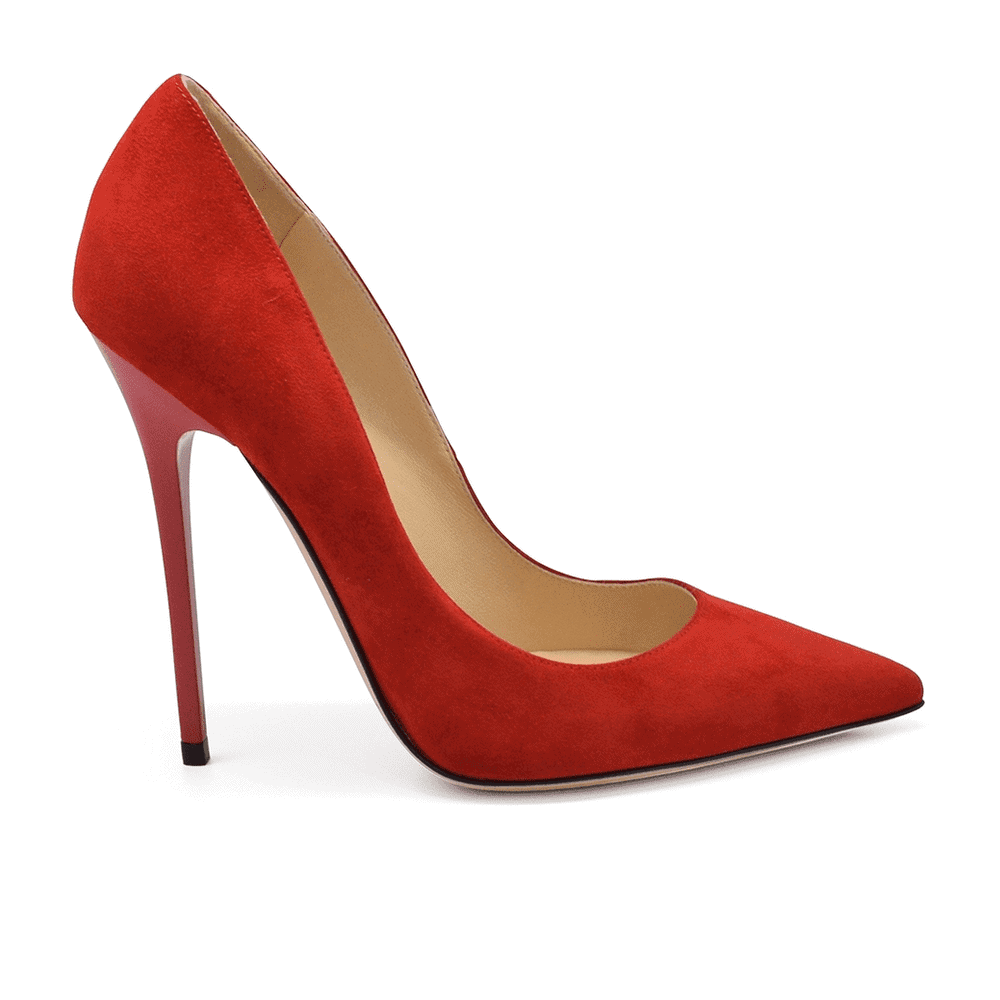 stiletto de piel color rojo