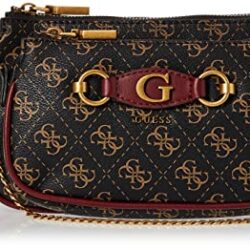 Guess Izzy Double Pouch CR para Mujer, Logo Marrón/Merlot, Einheitsgröße