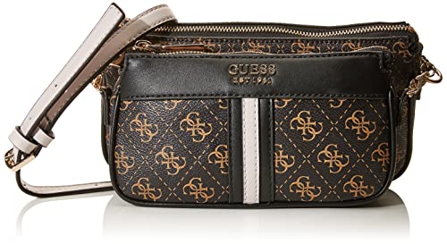 Guess, Kasinta Bandolera con Doble Cremallera para Mujer, Múltiples Marrón, Talla única