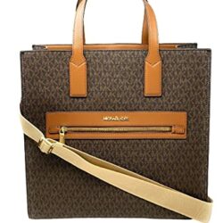 MICHAEL KORS KENLY LARGTE TOTE SHOULDER BAG SATCHEL BROWN PVC