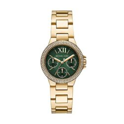 Michael Kors Reloj para Mujer CAMILLE, Caja de 33 mm, Movimiento Multifunción, Correa de Acero Inoxidable, Verde