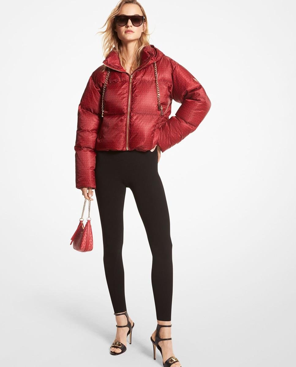 Michael Michael Kors - Cazadora De Mujer Acolchada Con Capucha Y Estampado De Logotipos