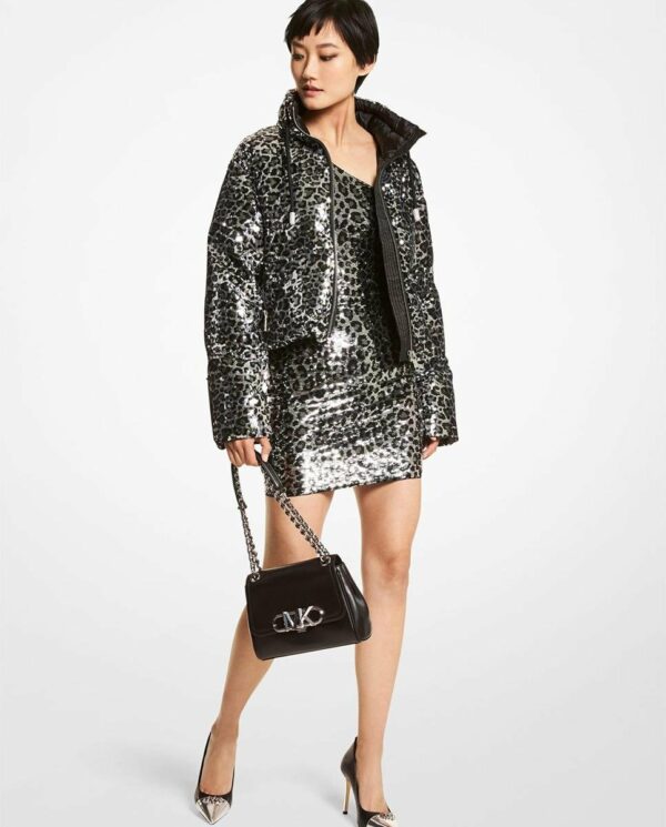 Michael Michael Kors - Cazadora De Mujer Acolchada Con Lentejuelas Y Estampado De Leopardo