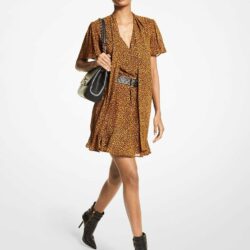 Michael Michael Kors - Vestido Corto De Manga Corta Con Estampado De Leopardo