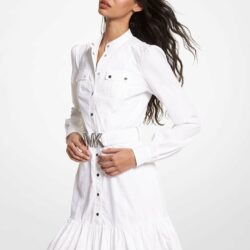 Michael Michael Kors - Vestido Corto De Manga Larga Con Volantes Y Cinturón