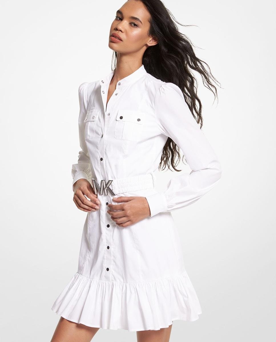 Michael Michael Kors - Vestido Corto De Manga Larga Con Volantes Y Cinturón