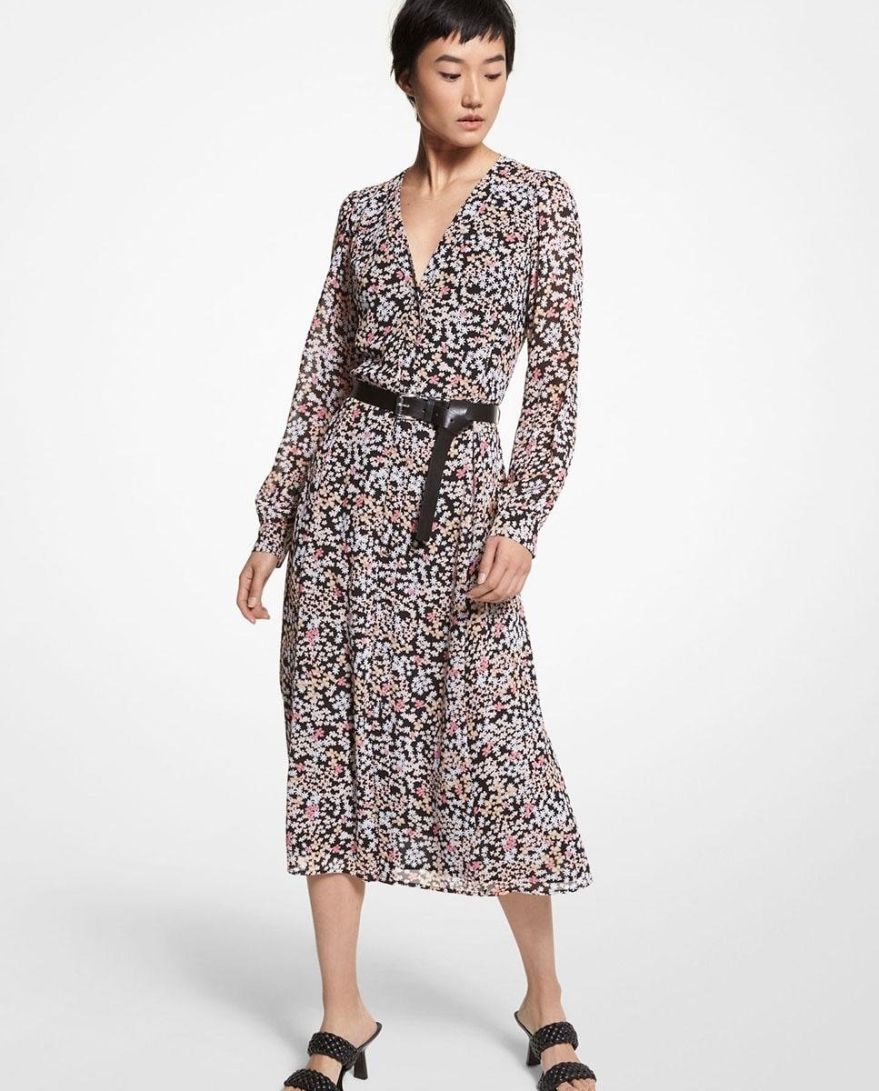 Michael Michael Kors - Vestido Midi De Manga Larga Con Estampado Floral