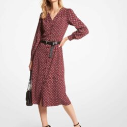 Michael Michael Kors - Vestido Midi De Manga Larga Con Estampado Geométrico