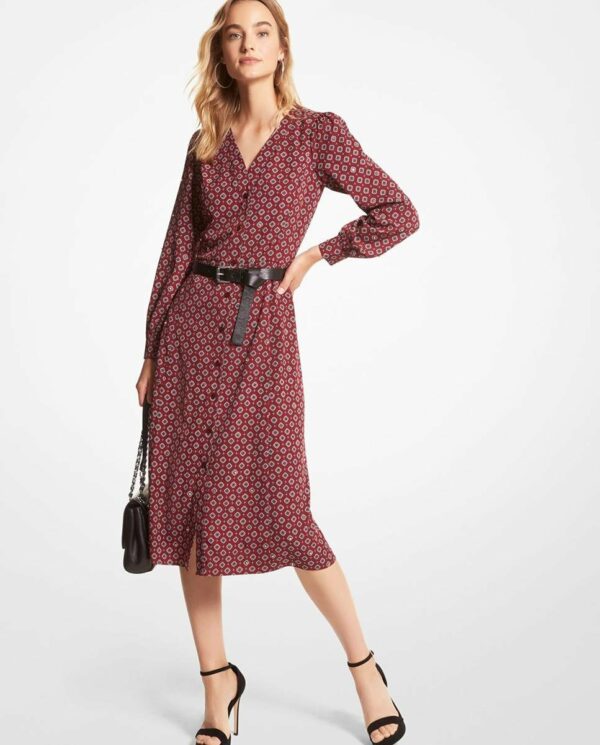 Michael Michael Kors - Vestido Midi De Manga Larga Con Estampado Geométrico