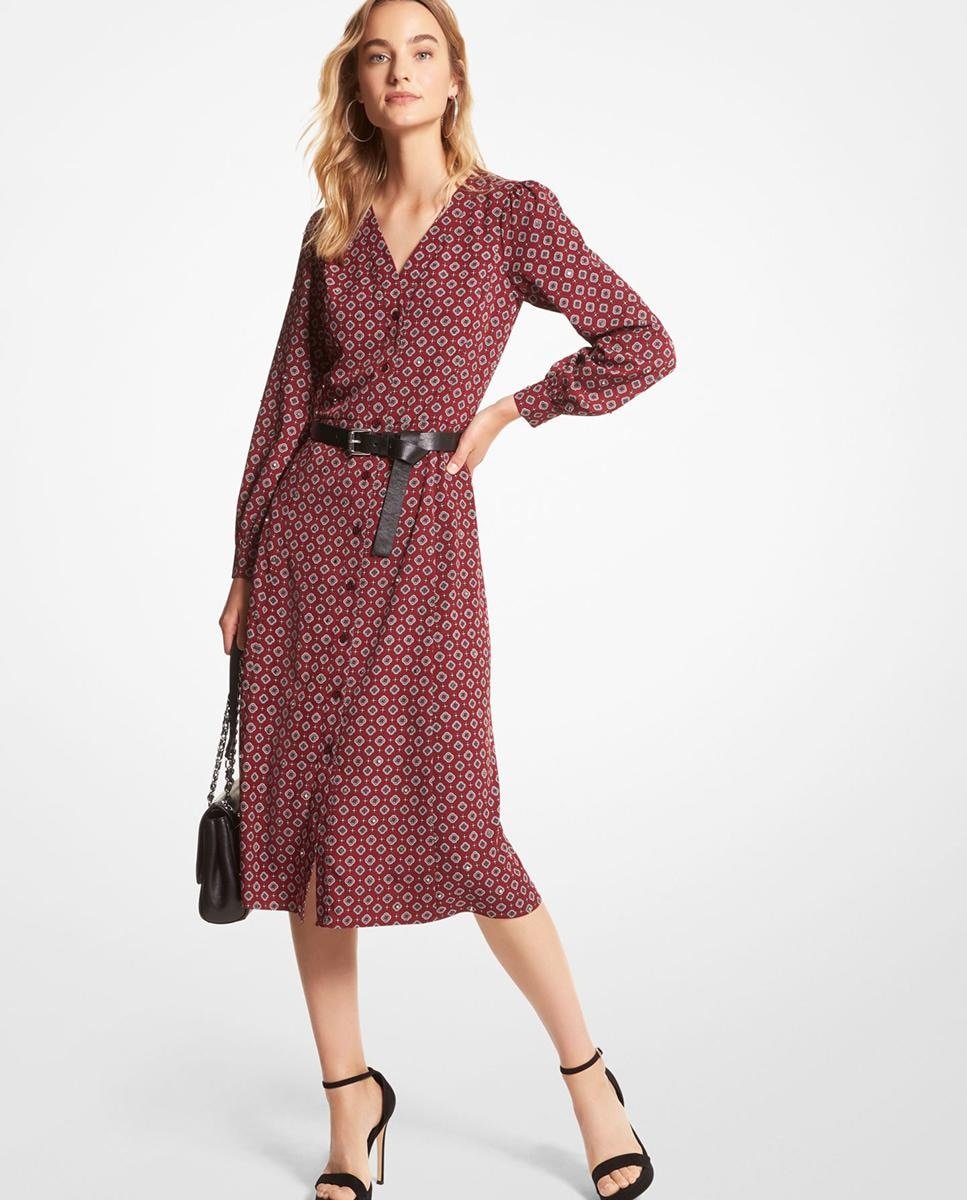 Michael Michael Kors - Vestido Midi De Manga Larga Con Estampado Geométrico