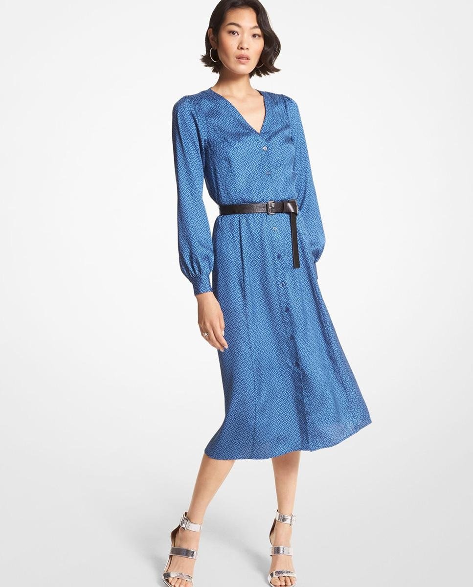 Michael Michael Kors - Vestido Midi De Manga Larga Con Logotipos