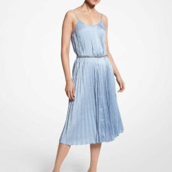 Michael Michael Kors - Vestido Midi Plisado De Tirantes Con Estampado De Logotipos