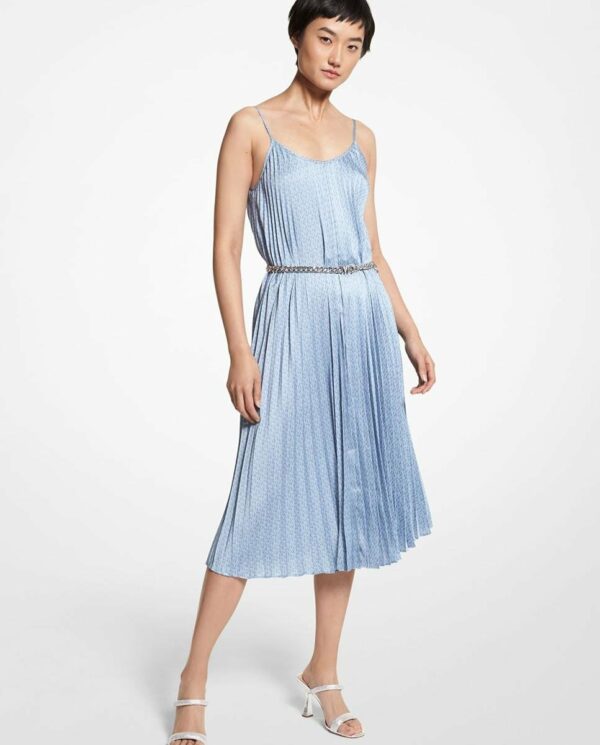 Michael Michael Kors - Vestido Midi Plisado De Tirantes Con Estampado De Logotipos