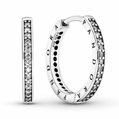 Pendientes Aro PANDORA 290558CZ Mujer Plata Circonita Blanco