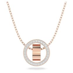 Swarovski Collar con Colgante de Aro Hollow para Mujer, con Cristales de Pavé, Baño Tono Oro Rosa, Colección Hollow de Swarovski