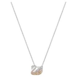Swarovski Collar con Colgante de Cisne Iconic Swan para Mujer, con Cristales Blancos y Beige, Baño de Rodio, Colección Iconic Swan de Swarovski