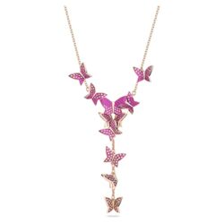 Swarovski Collar en Y Lilia para Mujer, con Siluetas de Mariposa, Baño Tono Oro Rosa, Cristales Multicolor, Colección Lilia de Swarovski