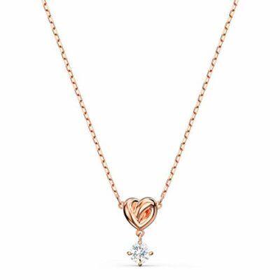 Swarovski Collar Lifelong Heart para Mujer, Símbolo en Forma de Corazón, Cristal Blanco, Baño Tono Oro Rosa, Colección Lifelong Heart de Swarovski