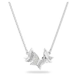 Swarovski Collar Lilia para Mujer, con Silueta de Mariposas, Baño de Rodio, Cristales Blancos, Colección Lilia de Swarovski