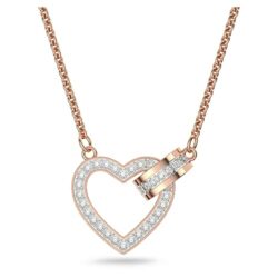 Swarovski Collar Lovely para Mujer, con Símbolo de Corazón y Círculo, Cristales Blancos, Baño Tono Oro Rosa, Colección Lovely de Swarovski