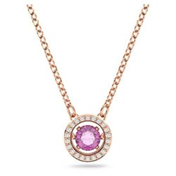 Swarovski Collar Sparkling Dance para Mujer, con Baño Tono Oro Rosa, Cristal Flotante Morado, Colección Sparkling Dance de Swarovski