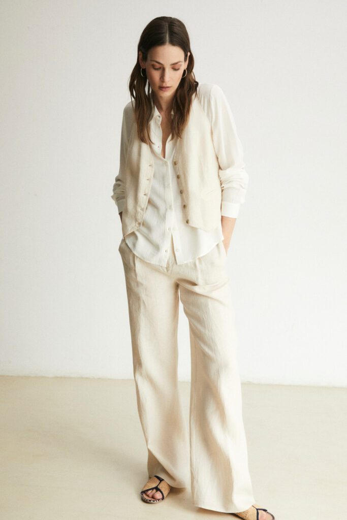 pantalon de lino blanco