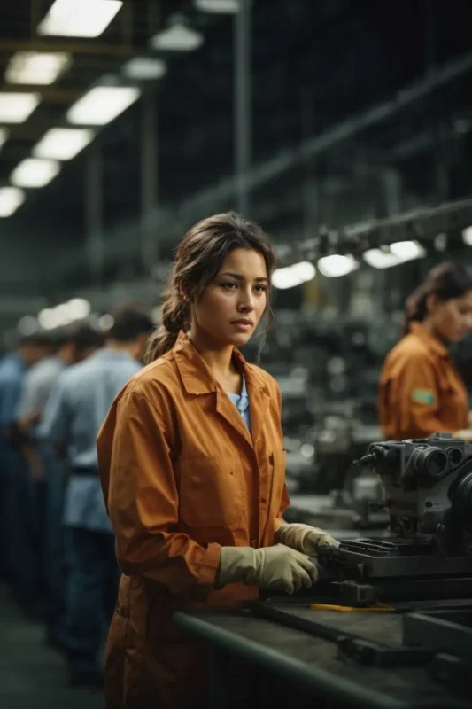 mujer trabajando en una fabrica