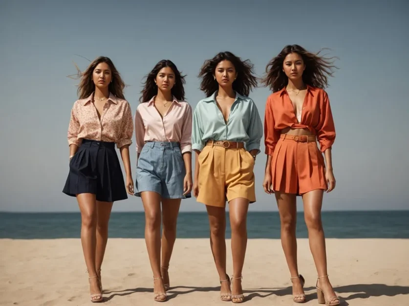 4 mujeres blusa playa